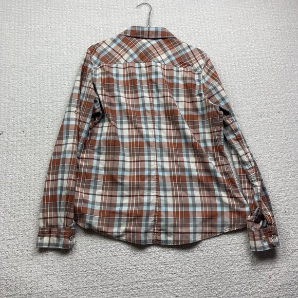 Marmot Womens XL Rust Orange Plaid Button Up Shirt Long Sleeve Fitted Outdoors - Picture 8 of 11